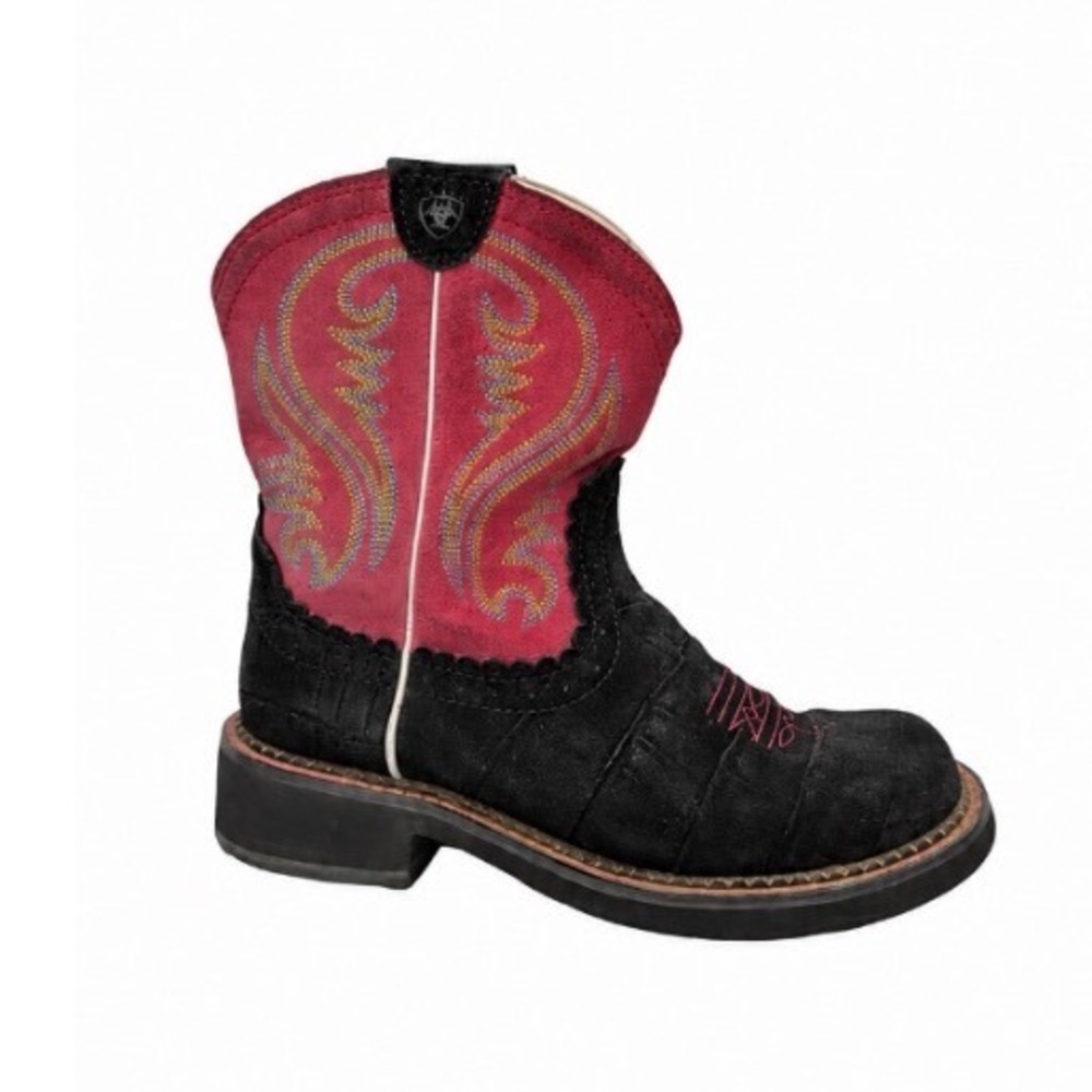 Ariat Fatbaby Black Pink Suede Western Cowboy Boots 10014075 Womens 7B